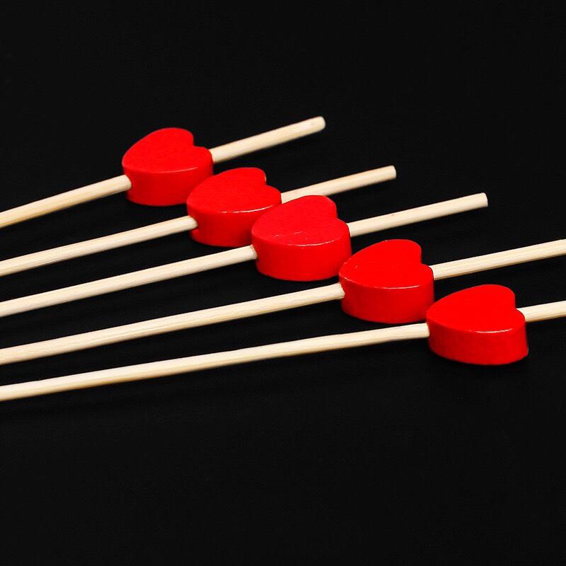 Sét 100 Gim Cocktai Hình Trái Tim Đỏ 12cm