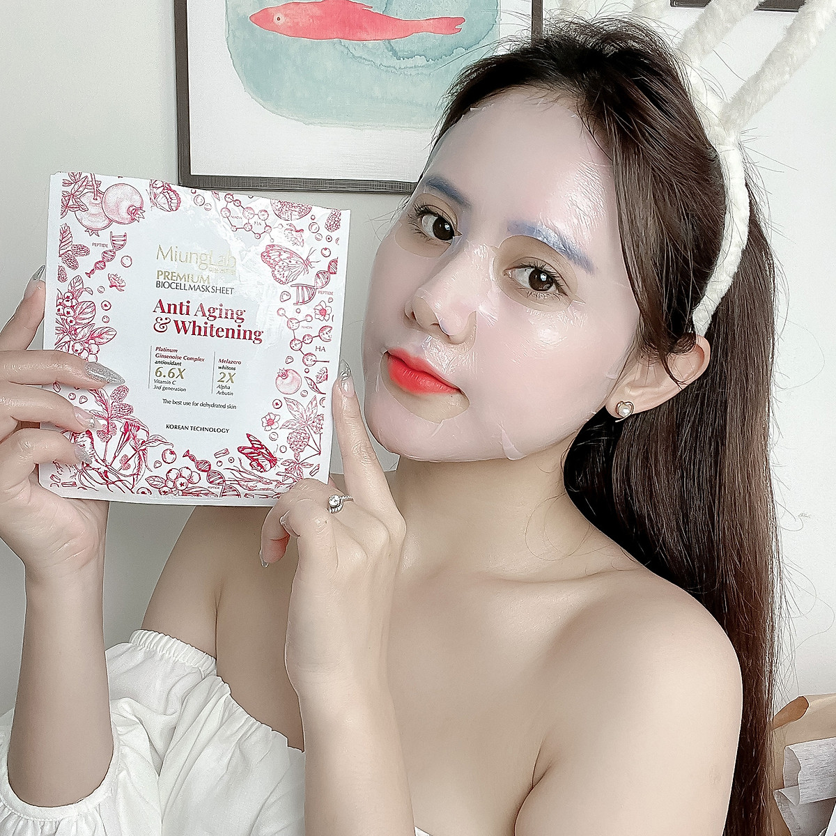 Hộp 8 mặt nạ dưỡng trắng da MiungLab Premium Anti-Aging and Whitening (25g/miếng)