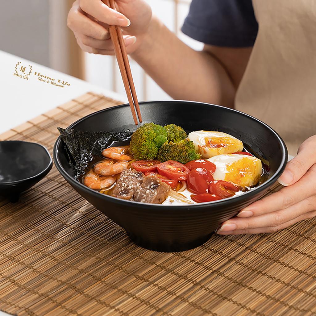 Tô loe đen | Bát Melamine đen nhám hàng nhập khẩu | Tô loe chuyên dụng cho nhà hàng cao cấp Melamine A5 | BÁT ĐỰNG CHÈ