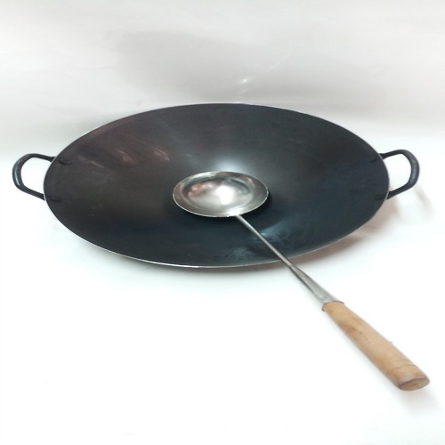 COMBO 1 CHẢO THÉP HAI QUAY+1 VÁ XÀO INOX CAO CẤP.