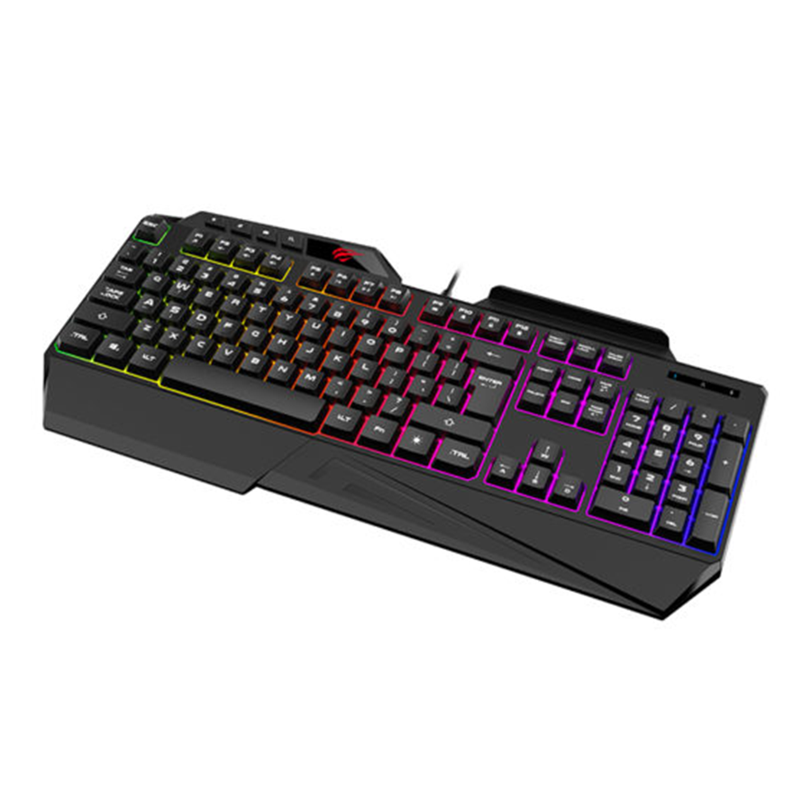 Bàn phím Gaming có dây HAVIT GAMENOTE KB488L đèn nền LED RGB Full-size 108 phím Cổng USB dài 1.5m Đen Hàng Chính Hãng