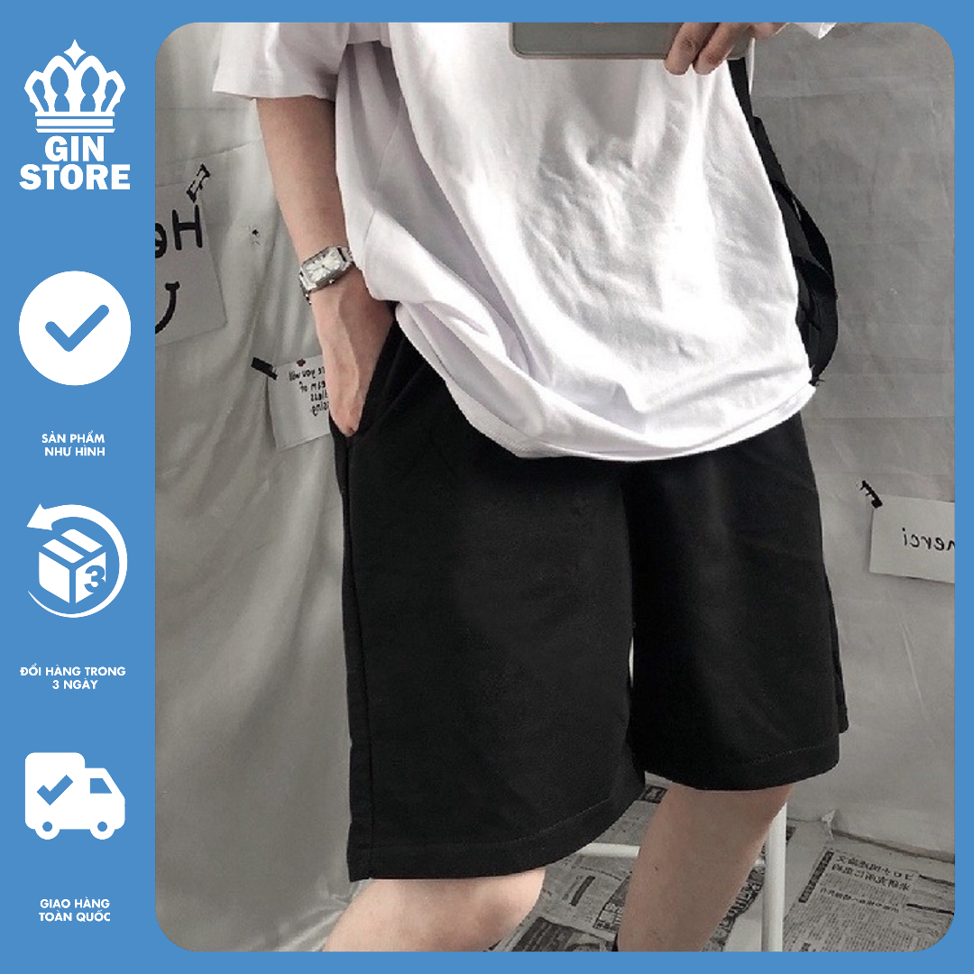 Quần Short Unisex Nam Nữ Dáng Lửng Trơn Chất Nỉ Cao Cấp short nỉ basic - Gin Store