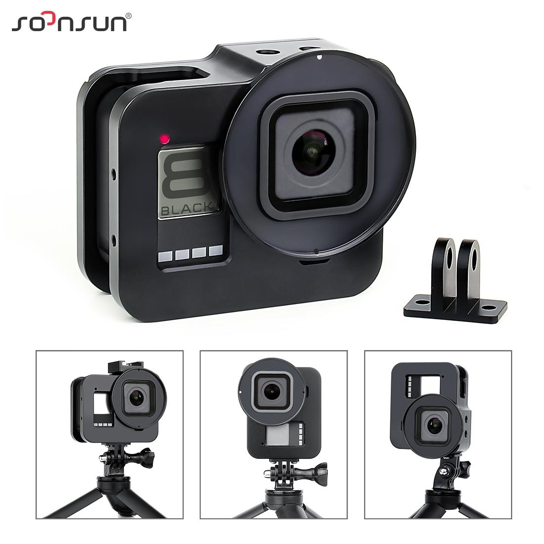 SOONSUN Nhôm Ốp Lưng Bảo Vệ Cho GoPro Hero 8 Đen Camera Khung Kim Loại Gắn Nhà Ở Vỏ Lồng Bộ Đi Pro 8 phụ Kiện