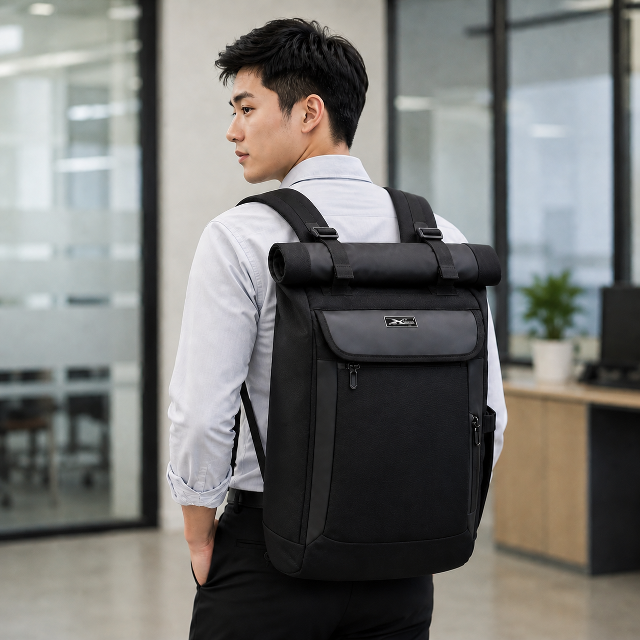 Balo Du Lịch Nắp Gập Cao Cấp Cỡ Lớn Chống Nước Xbags DarkBear XB1202 Màu Đen Sang Trọng, Nhiều Ngăn, Đựng Laptop 17 Inch, Mở Rộng Được Dung Tích!