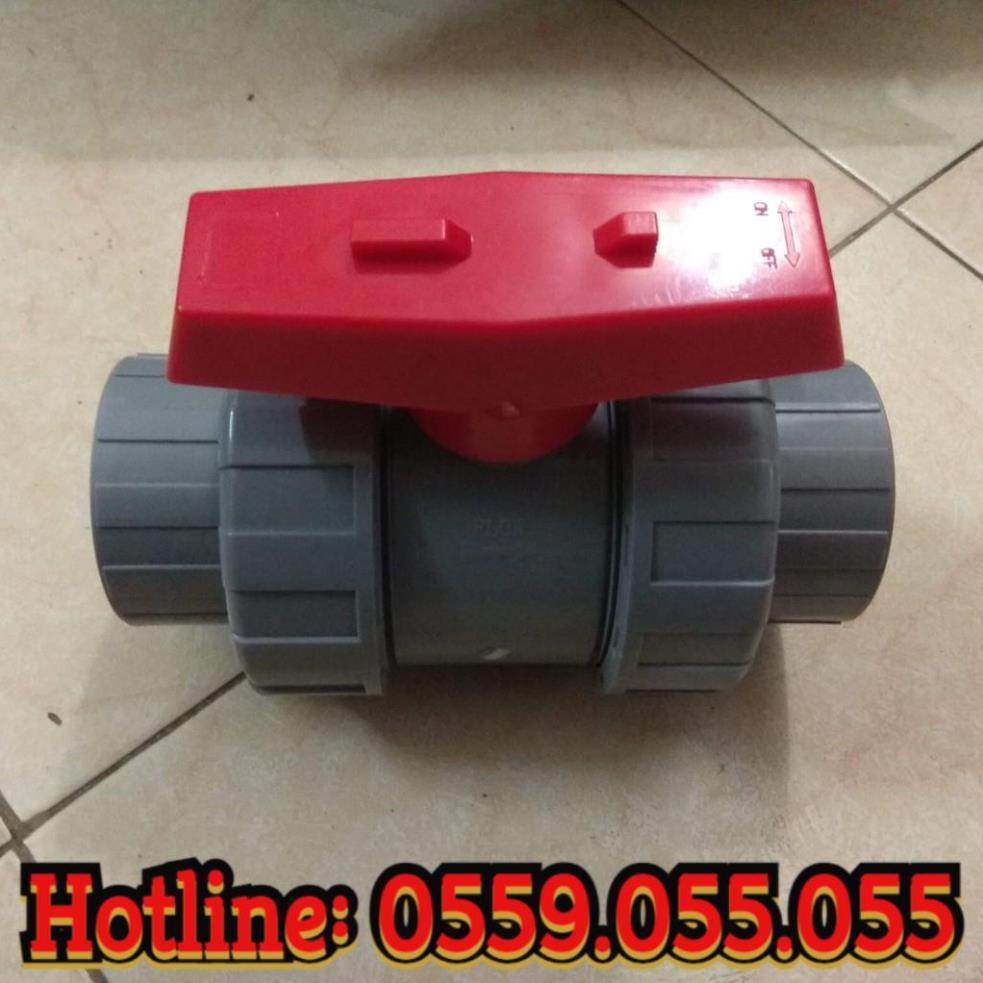 Van nước, van khóa 42 PVC 2 đầu rắc co