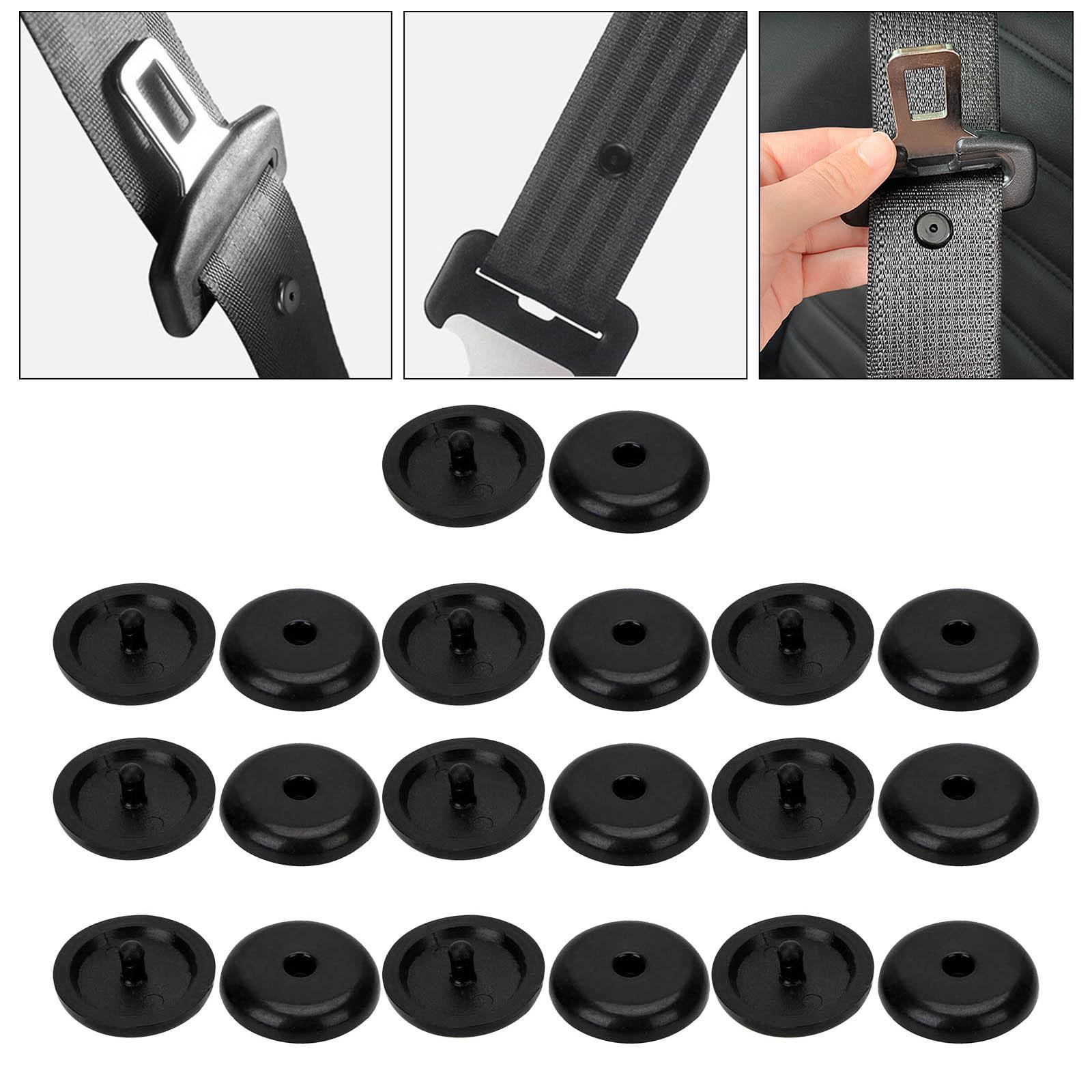 10xSeat Belt Stop Buttons Prevent Seat Belt Buckle from Sliding Down Belt Black