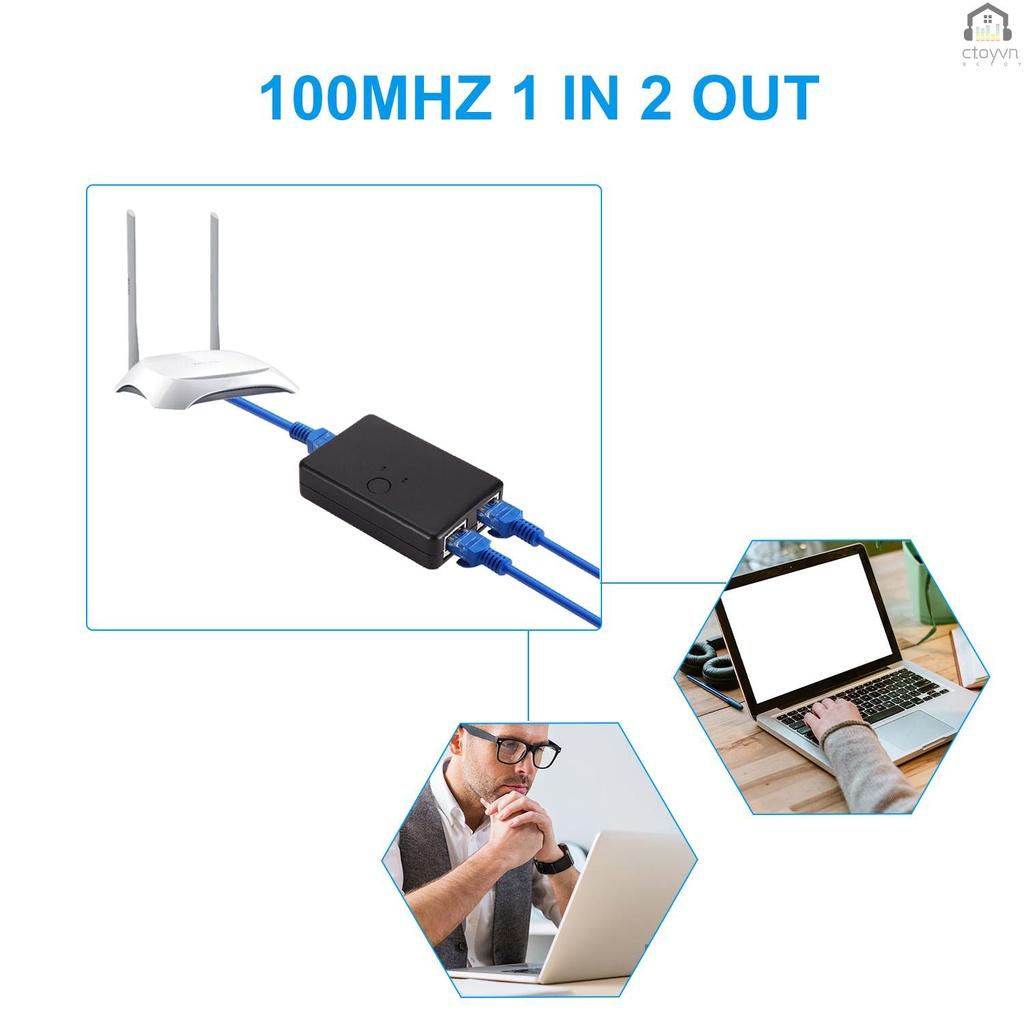 Bộ chia mạng 2 cổng RJ45 LAN CAT6 100MHz 2 trong 1 ra 1