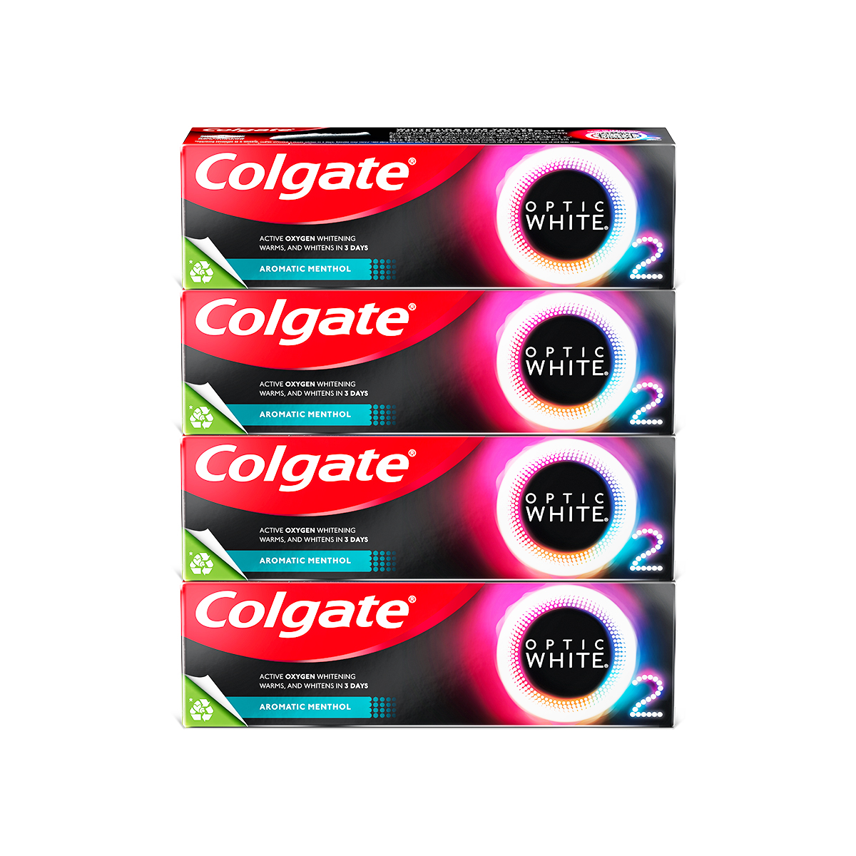 Bộ 4 Kem Đánh Răng Colgate Optic White O2 làm trắng răng đột phá với Oxy Hoạt Tính 85g/ tuýp