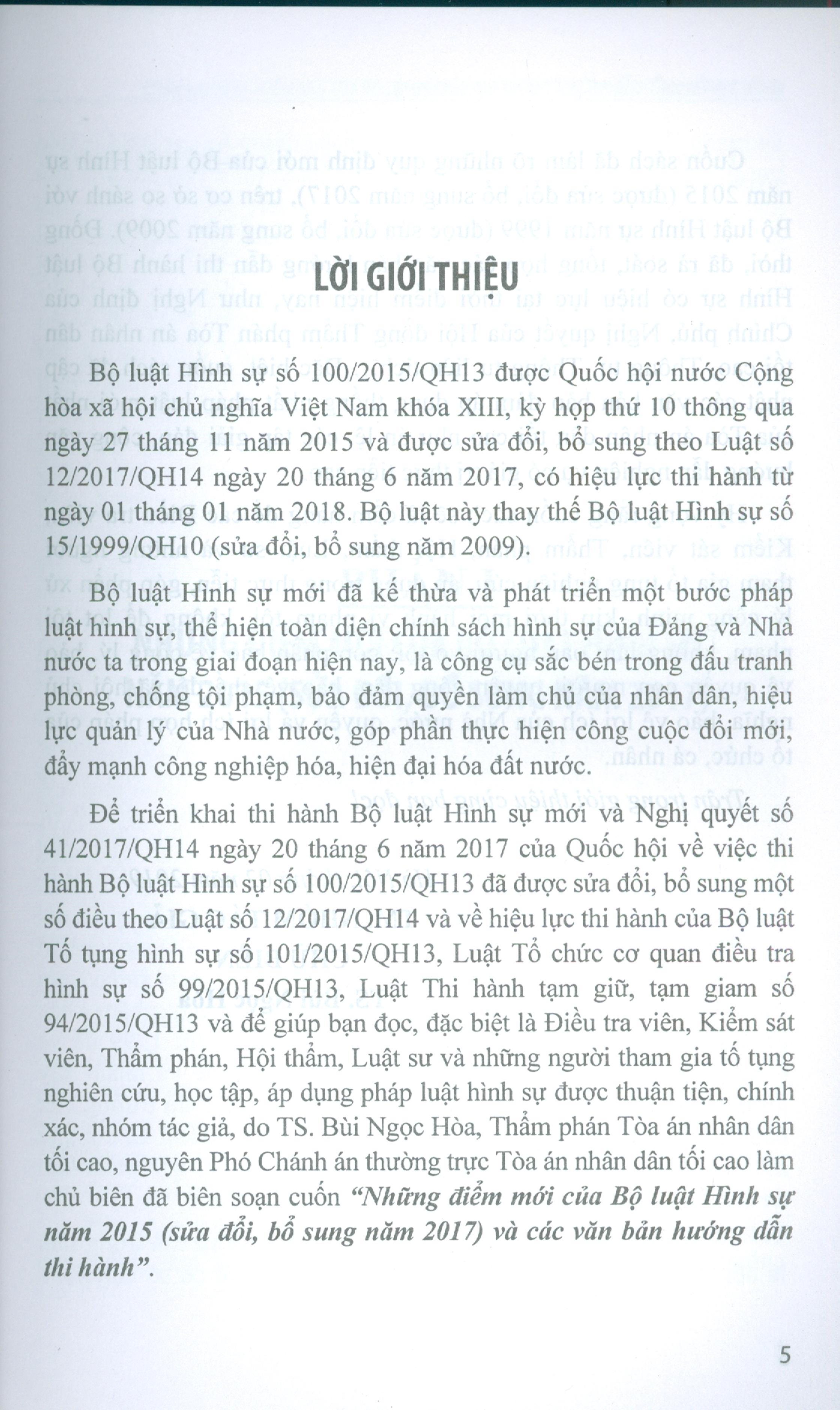 Những Điểm Mới Của Bộ Luật Hình Sự Năm 2015 Và Các Văn Bản Hướng Dẫn Thi Hành
