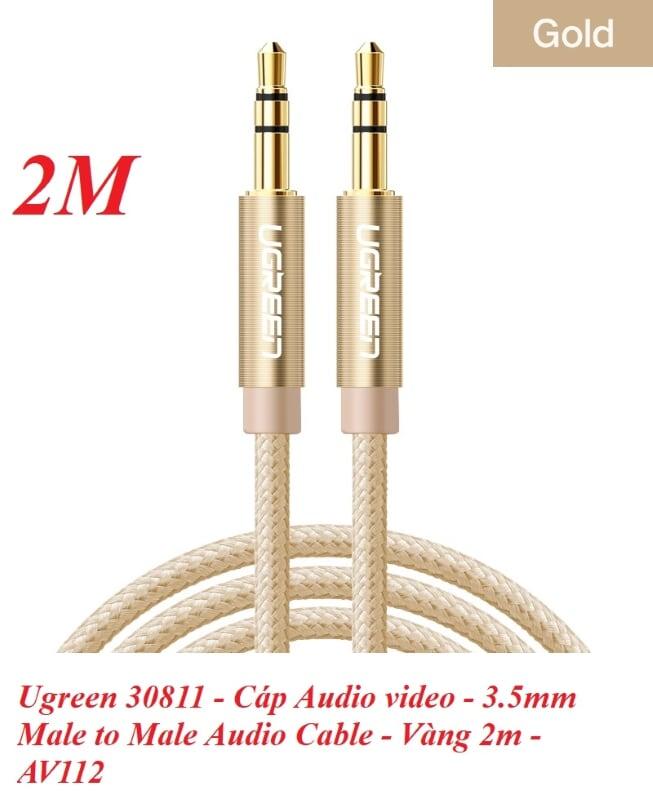 Ugreen UG30811AV112TK 2M màu Vàng Cáp âm thanh 2 đầu 3.5mm dương - HÀNG CHÍNH HÃNG