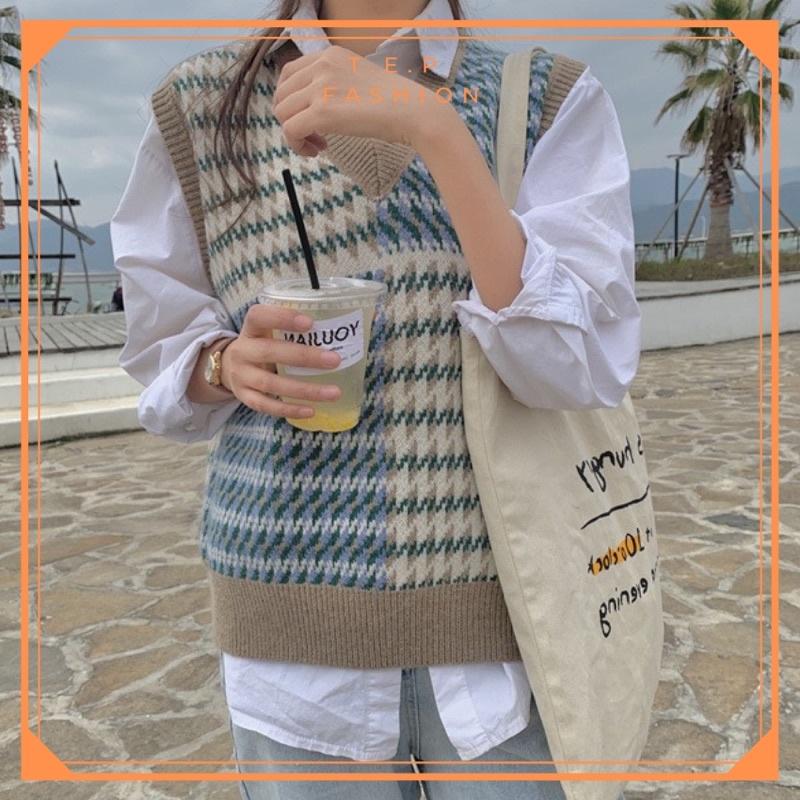 Áo Gile Len Nữ Chất Dày Dặn Phong Cách Hàn Quốc Hoạ Tiết Ziczac Siêu Xinh Tep Fashion GILE-ZICZAC02