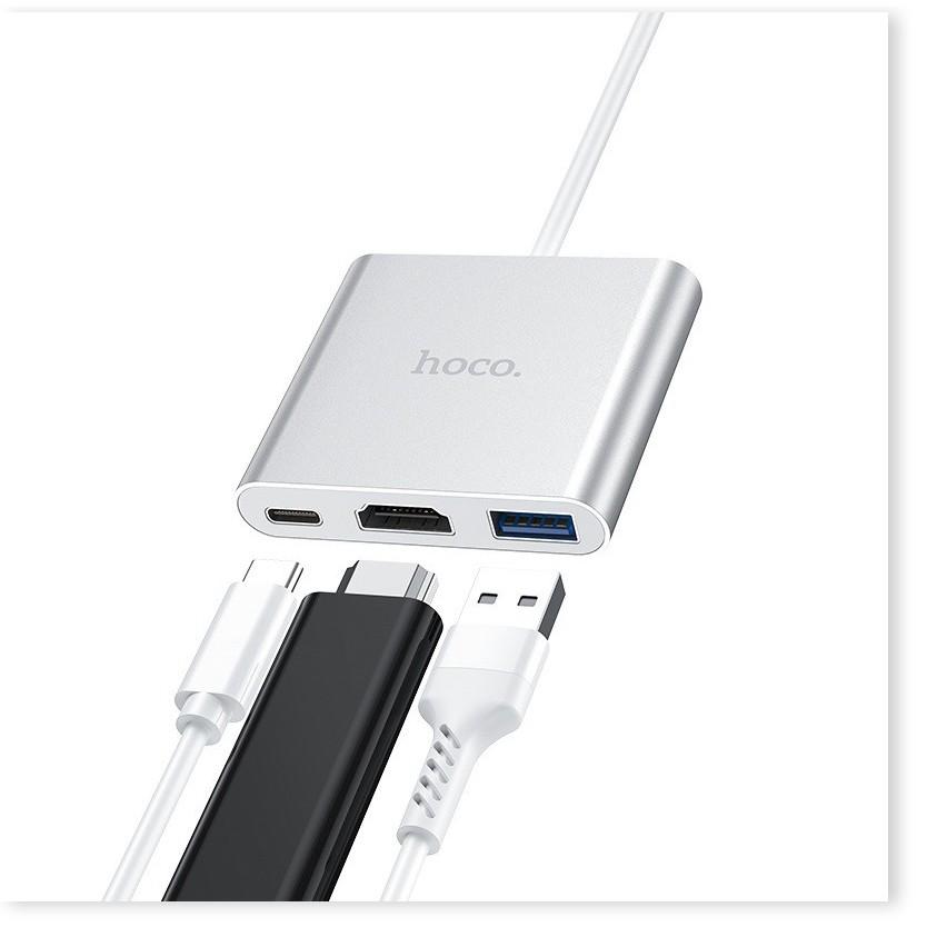 Hub chuyển Hoco HB14 TYPE-C Sang 3 cổng HDMI và USB 3.0 và TYPE-C.