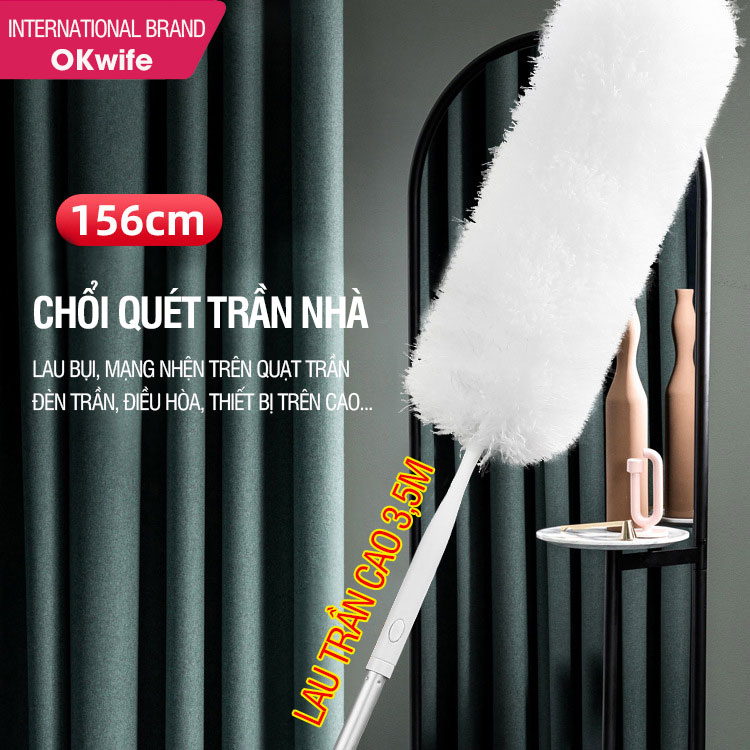 Chổi quét trần nhà, lau bụi đa năng, cán tăng giảm chiều dài OKwife-Duster