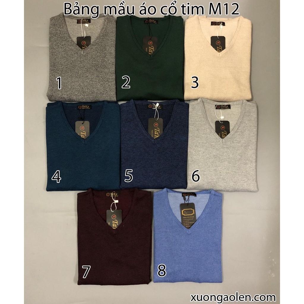 Áo len nam cổ tim sợi pha cotton - xuongaolen.com