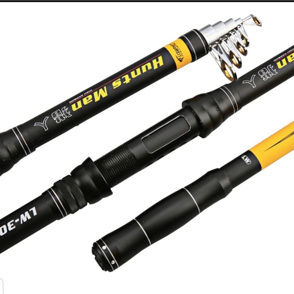 Cần Câu Rút Cần Câu Máy Hunts Man LW Cacbon Tải Cá Trên 10 kg Size Từ 2m1 Đến 3m6 ( TẶNG CƯỚC DAIWA 7 MÀU SIÊU BỀN )