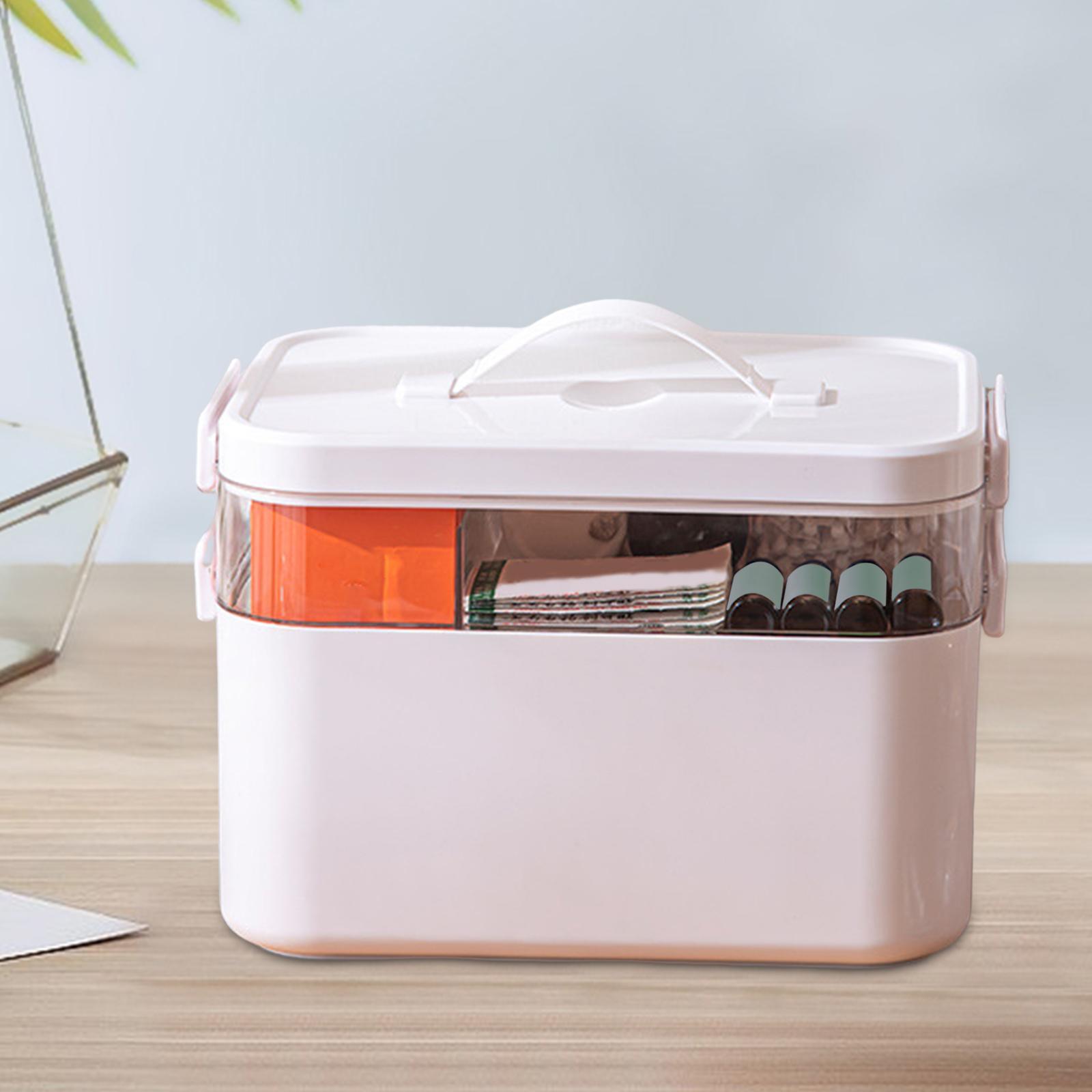 Family First Aid Medical Box Storage Case Double Layer for Sewing Sports Car