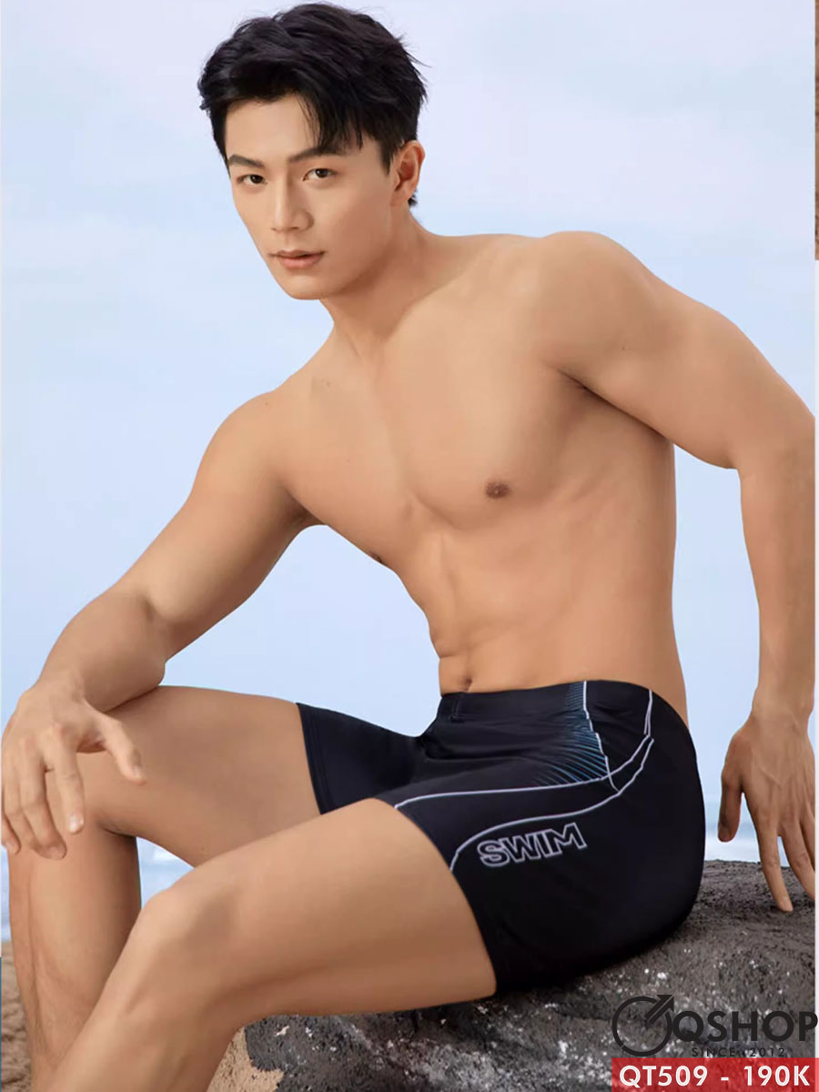 Quần bơi boxer nam màu đen đơn giản QSHOP QT509