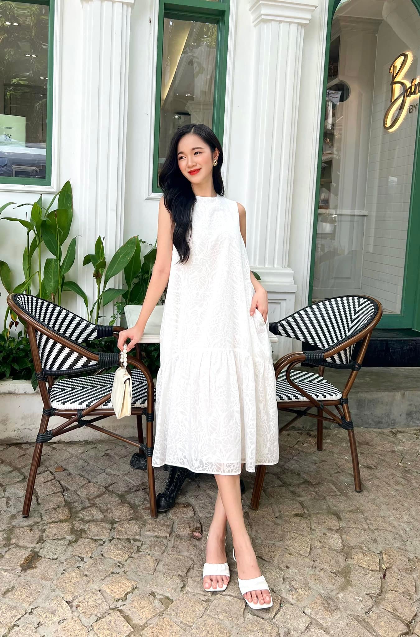 OLV - Đầm White Pattern Loose Dress