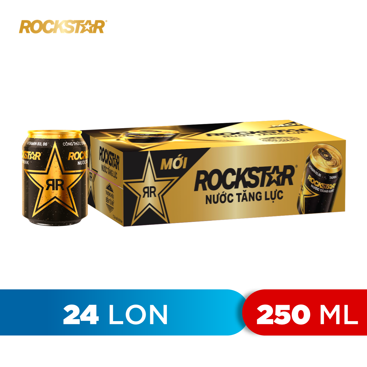 Thùng 24 Lon Nước Tăng Lực Rockstar (250ml/ lon)