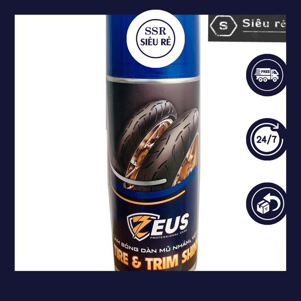 Chai Xịt Phục hồi nhựa nhám, làm bóng dàn áo mủ ZEUS TIRE&amp;TRIM SHINE 400ML (PD4269)