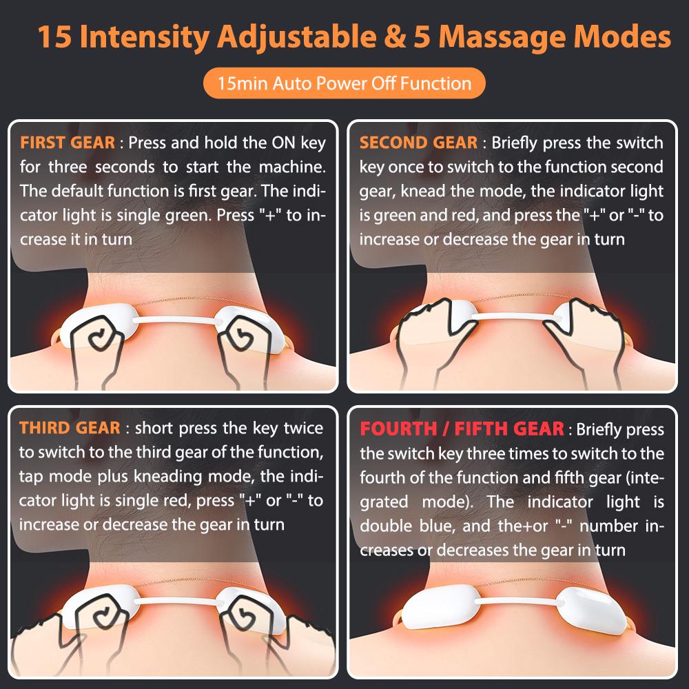 Treo cổ tử cung Massager điện EMS cổ vai Massage di động Nén nén Massager Thiết bị cổ thông minh (Đen)