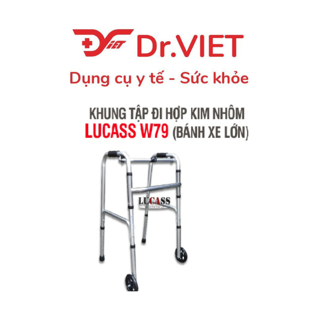 Khung tập đi bánh lớn Lucass W-79, giúp người tập đi sau tai nạn,dành cho người lớn đi lại vững vàng,chắc chắn