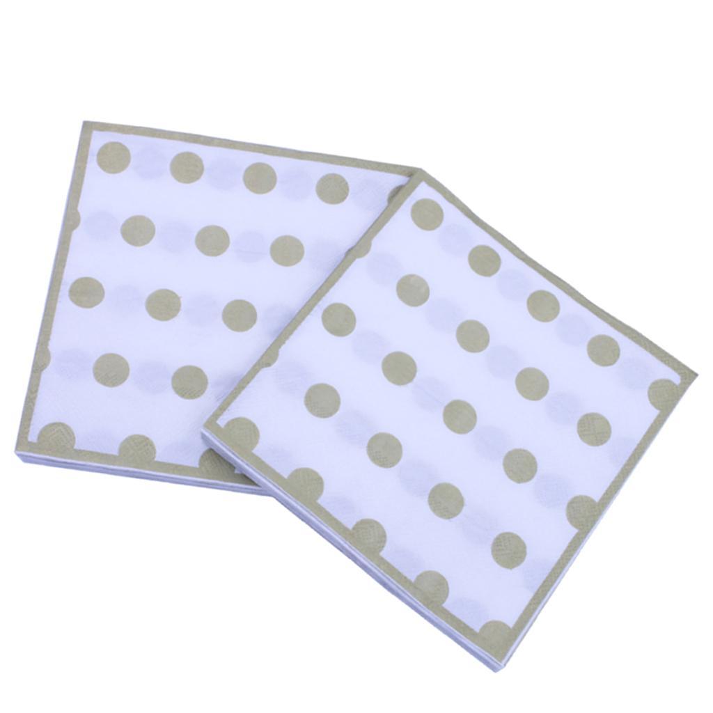 20 Pieces Disposable Tissue Paper Golden Polka Dot Napkins Party Tableware