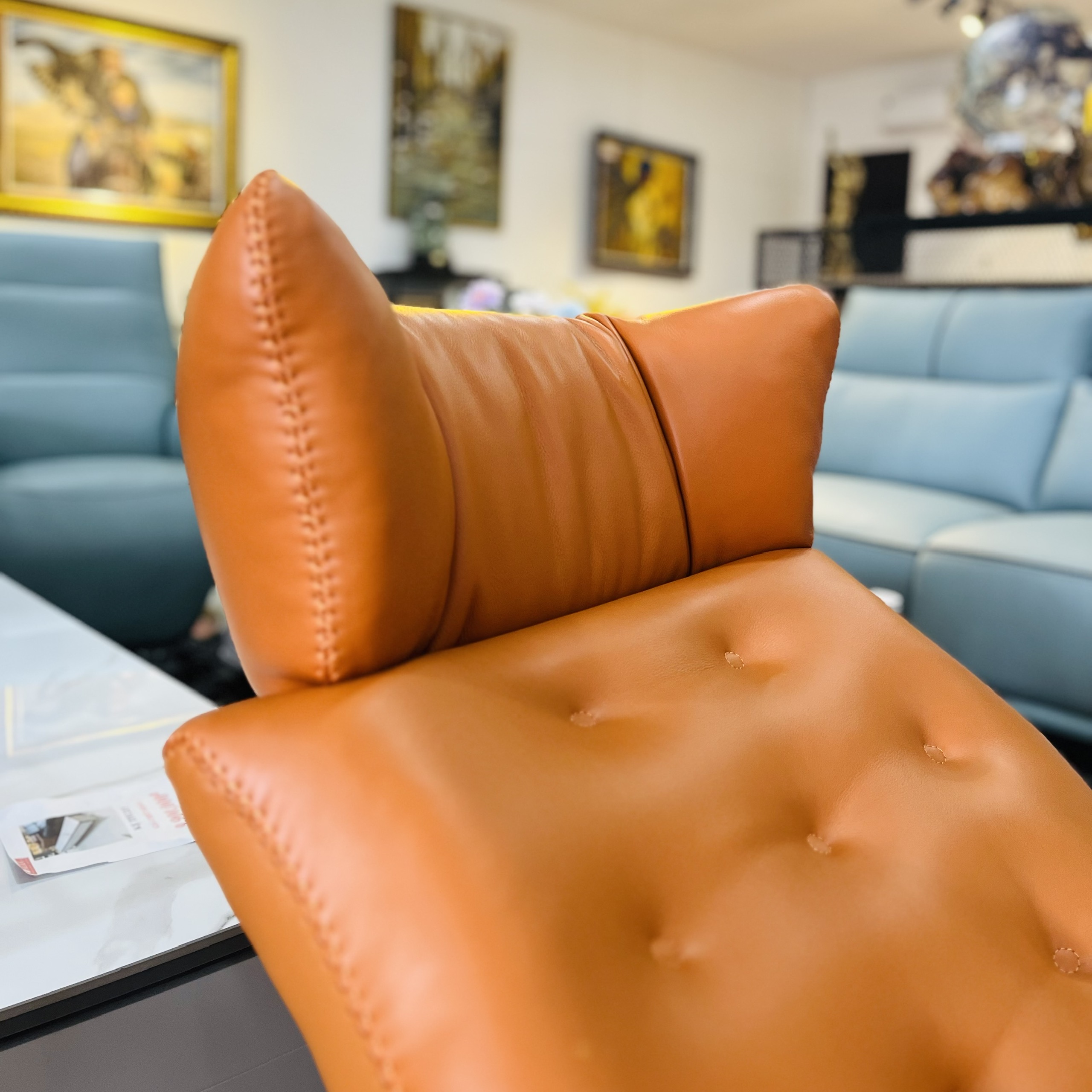 Ghế Sofa Đơn Da Bò Thư Giãn Chỉnh Điện 89 BN45 - Orange Alila