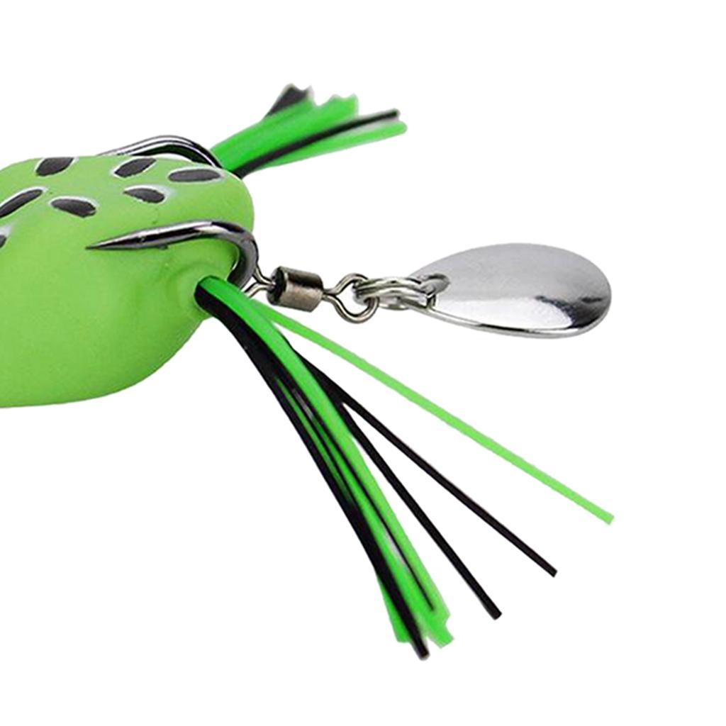 Soft Fishing Artificial Ray Frog With Hook Sequins Tail Green
