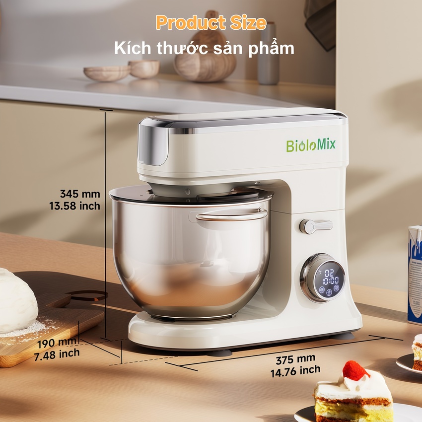 Máy trộn bột, xay thịt, nhồi xúc xích 6 trong 1 thương hiệu Mỹ cao cấp Biolomix BM606EG - Hàng Chính Hãng