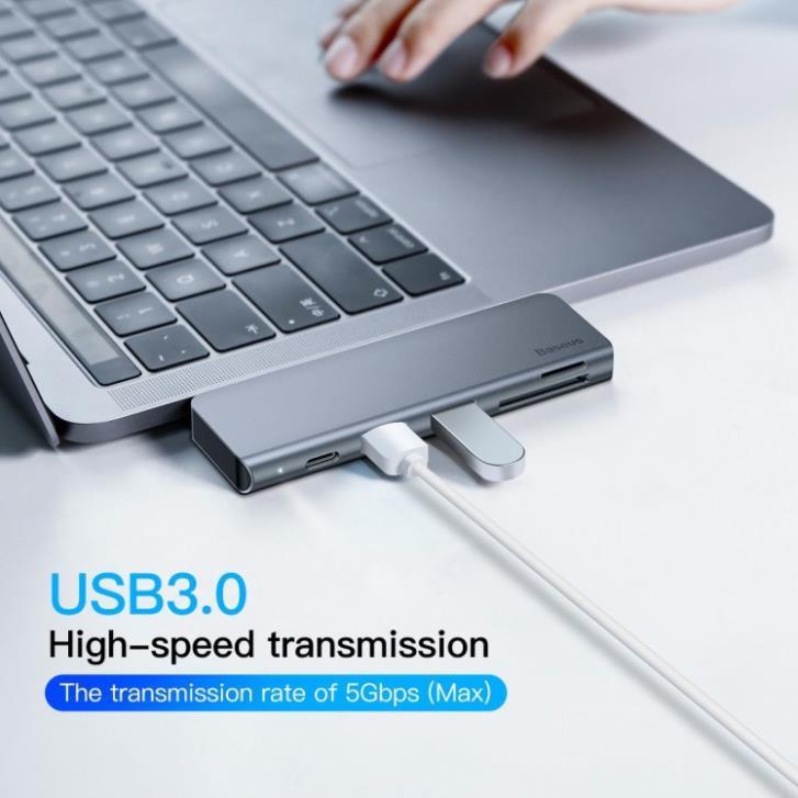 Bộ chuyển đổi 5 trong 1 dành cho laptop Baseus CAHUB-K0G công suất 60W - hàng chính hãng