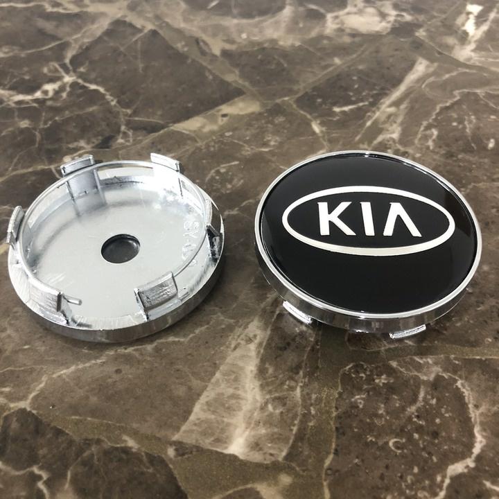 01 Logo chụp mâm, ốp lazang vành bánh xe ô tô KIA Đường kính 60mm Nhựa ABS - 2 màu: Đen và Bạc