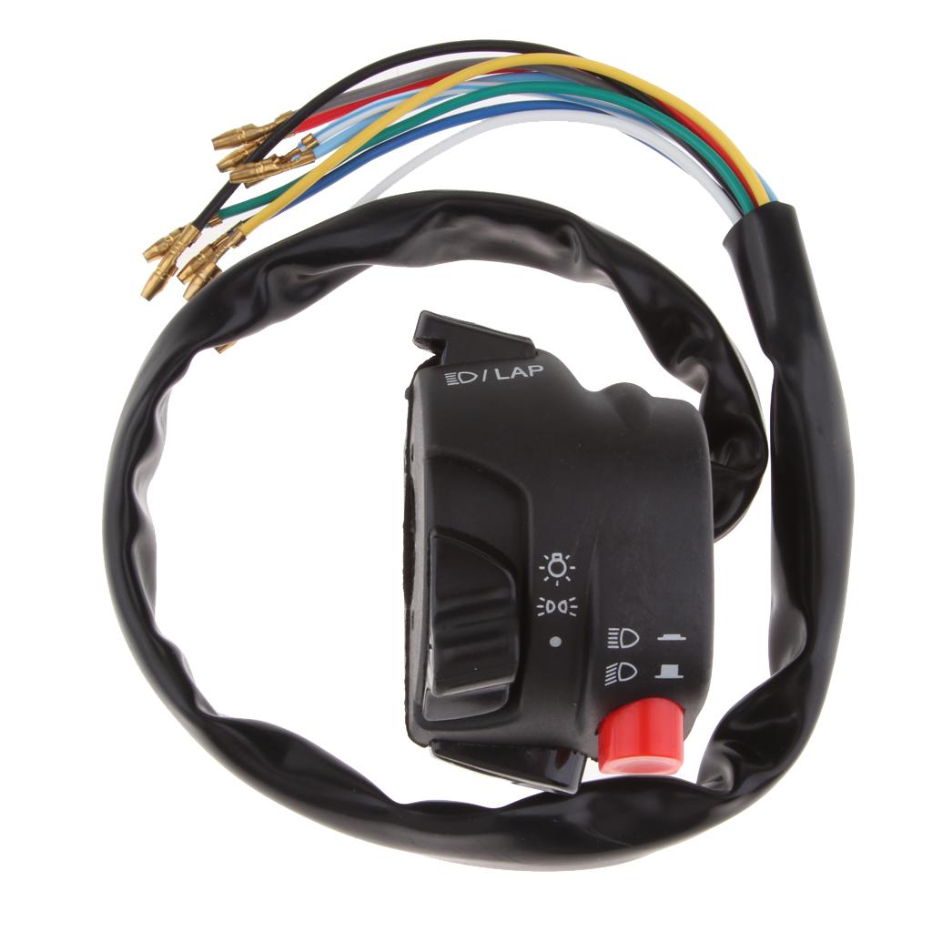 Motorcycle 7/8" 22mm LH Handlebar Light Switch ON OFF Button for Honda Bike