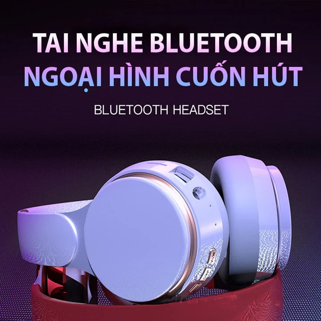 Tai Nghe Bluetooth Chụp Tai Smart Headphone T7 Tai Nghe Chụp Tai Có Mic Chơi Game Lắp Được Thẻ Nhớ Tương Thích Với Máy Tính Điện Thoại Có Thẻ Nhớ Pin Trâu Âm Bass Cực Chất