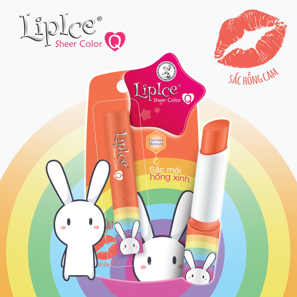 LipIce Son Dưỡng Phiên Bản Thỏ Bảy Màu Hồng Cam Hương Trà Đào Sheer Color Q Bestie 2.4g