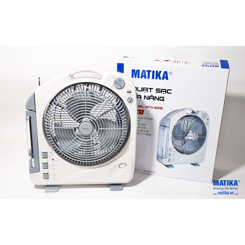 Quạt sạc điện MATIKA MTK-6315 4IN1 - Hàng chính hãng