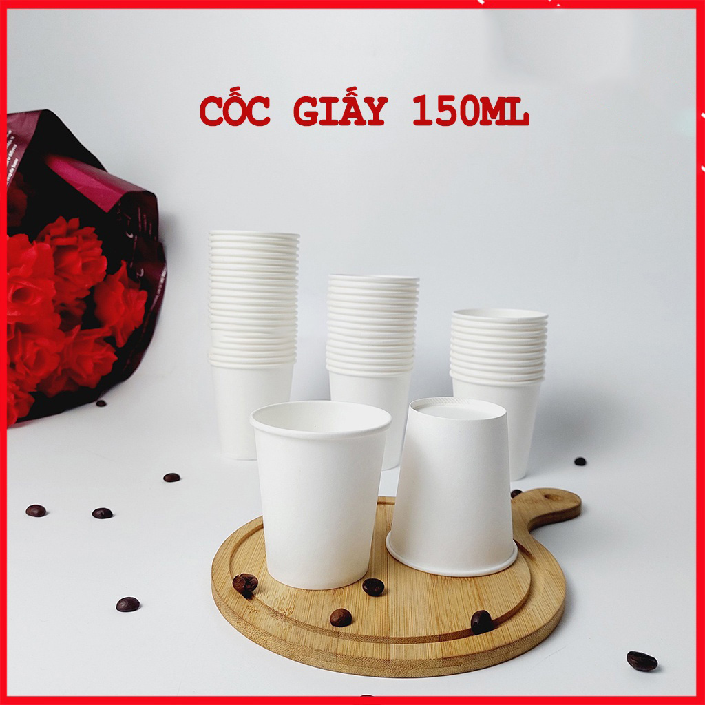 50 cốc giấy 150ml - 5oz ly giấy NHẬP KHẨU HÀN QUỐC cao cấp