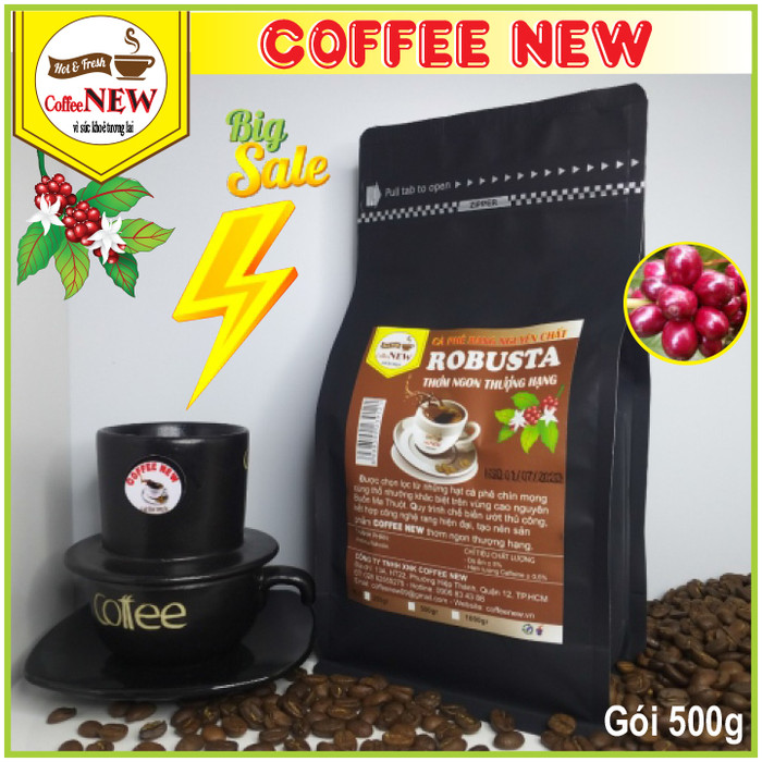 Cà Phê ROBUSTA Thượng Hạng - Trọng Lượng 200g, 500g, 1kg - Rang Mộc Nguyên Chất - Hương Thơm Dịu, Hậu Đậm, Vị Đắng - Phù Hợp Pha Phin Và Pha Máy - Coffee New