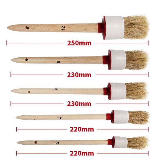 Set 5 cọ lông heo rừng tự nhiên dùng vệ sinh xe đa năng