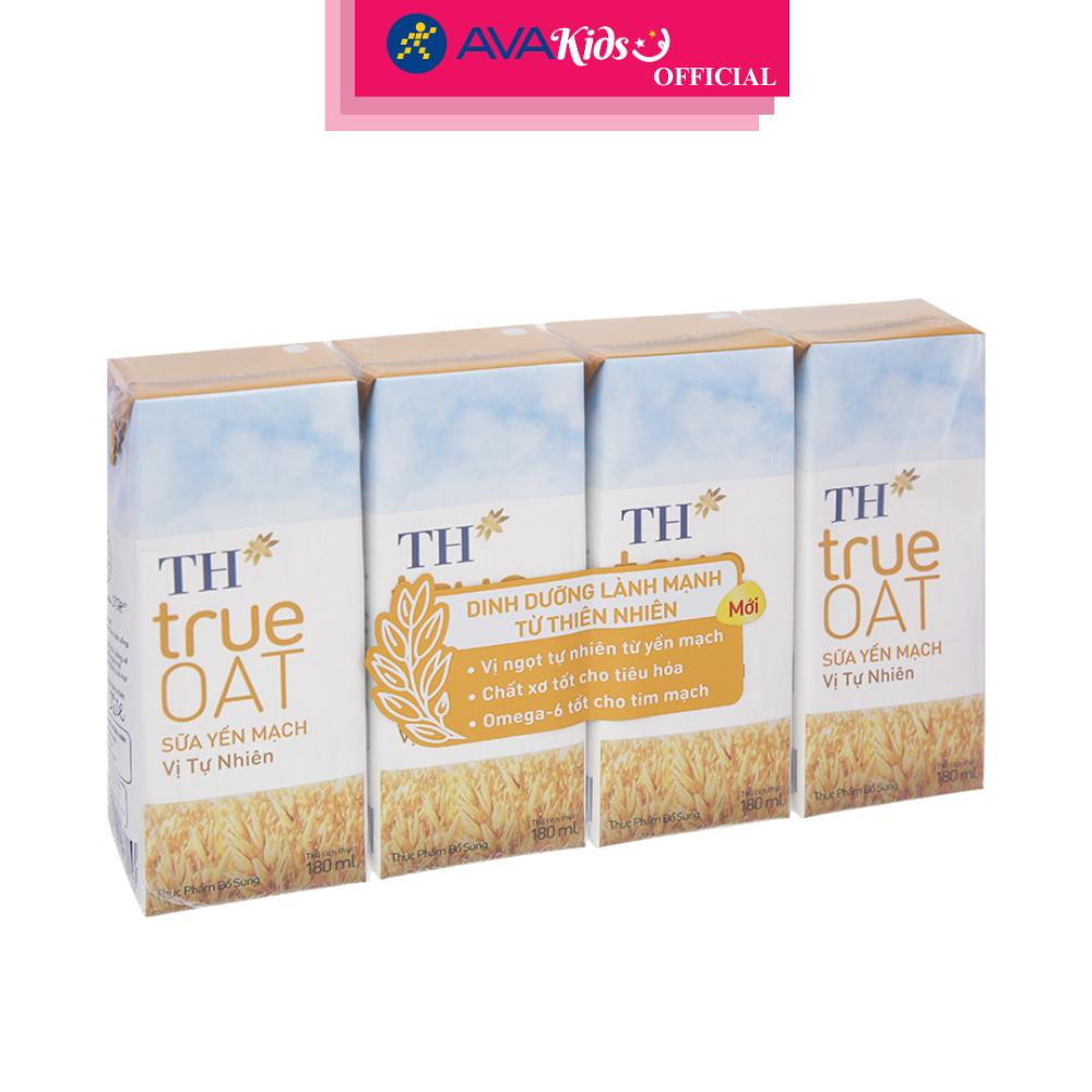 Lốc 4 hộp sữa yến mạch TH true Oat 180 ml (từ 1 tuổi) - Hàng Chính Hãng