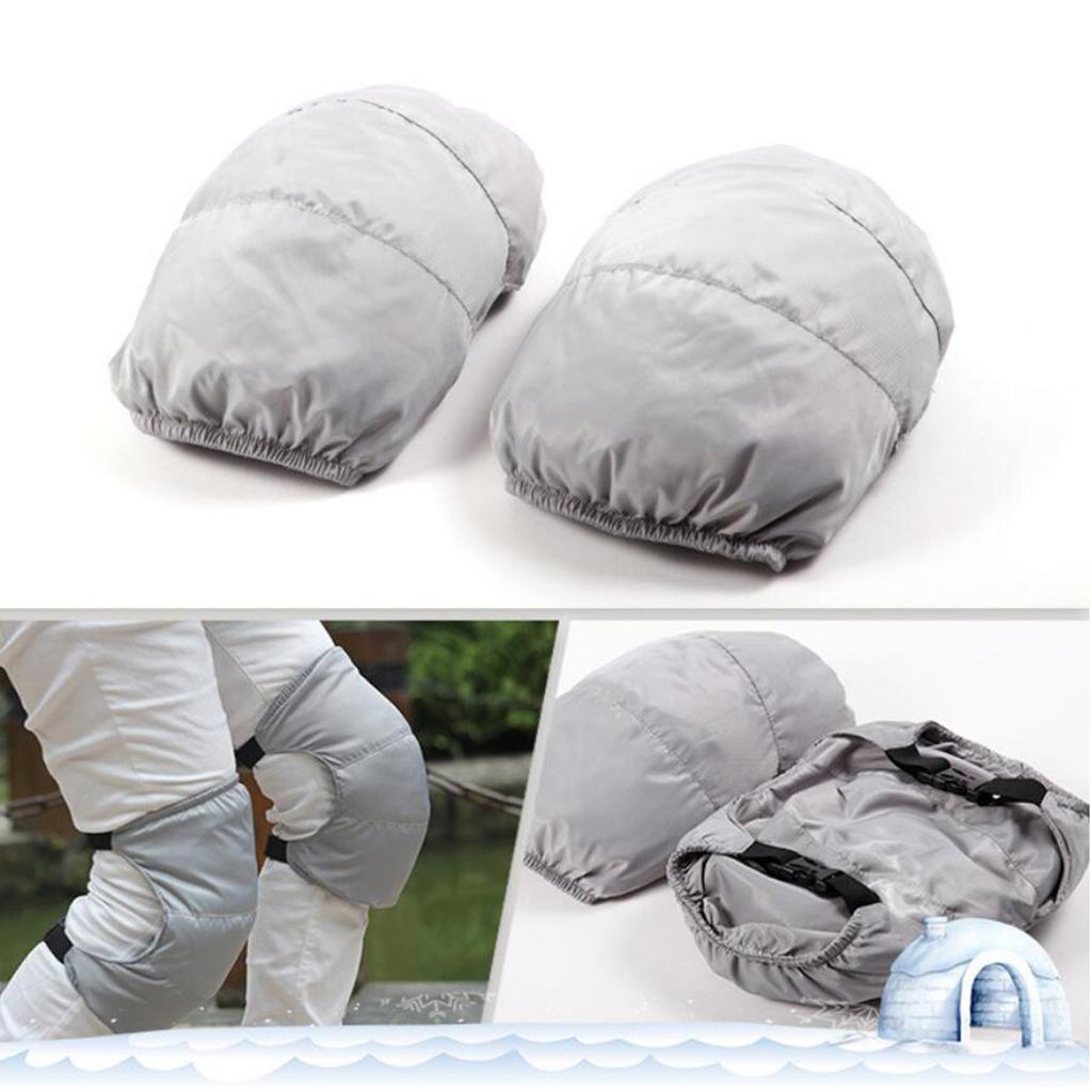 Adjustable Down Knee Pads Windproof Warm Cycling Knee Support Sleeve Silver