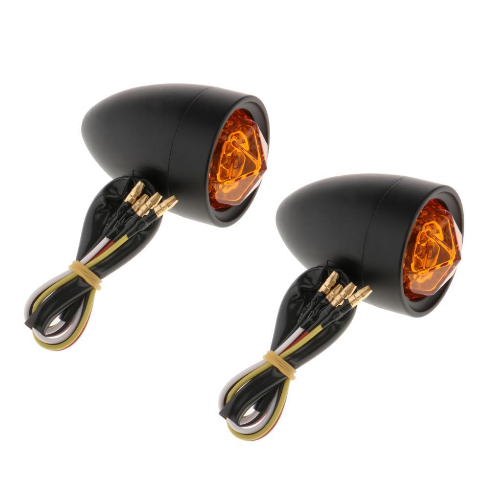 2x Motorcycle Scooter Amber Turn Signals Blinker Indicator Lights 12V Black