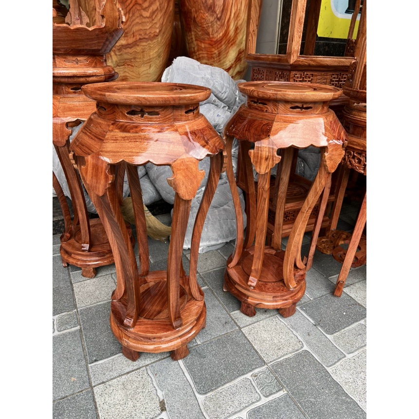 Đôn lá trầu gỗ hương đá mặt 30 cm cao 70 cm