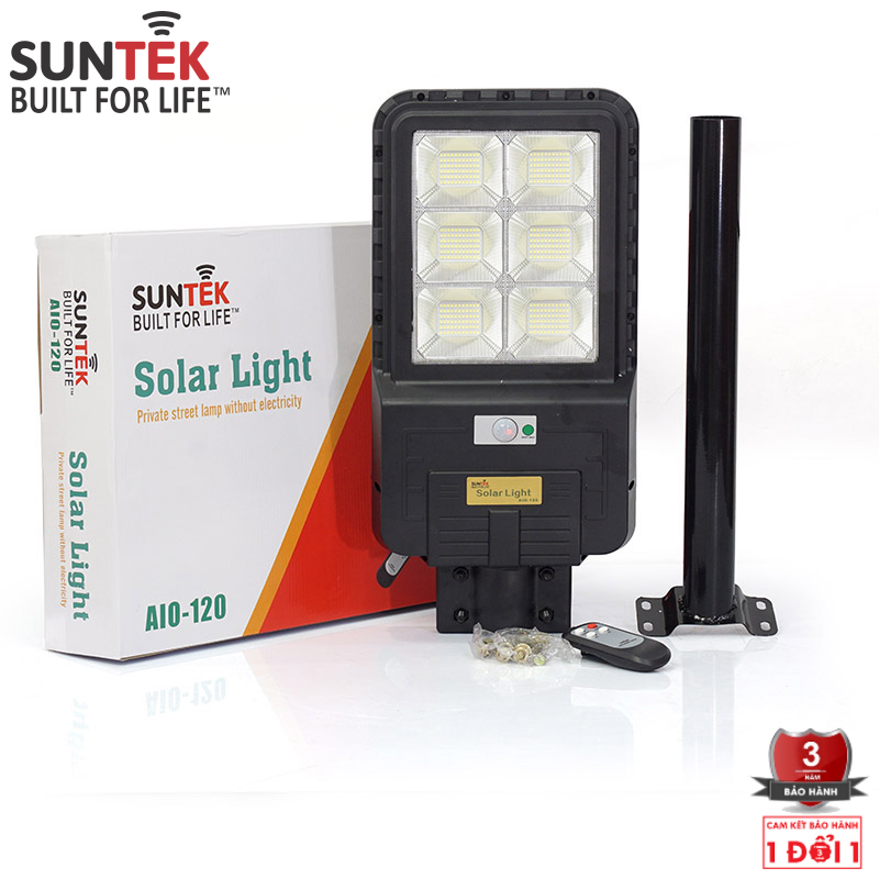 Đèn Đường Năng Lượng Mặt Trời Liền Thể SUNTEK LED Solar Light AIO-120 120W - Hàng Chính Hãng