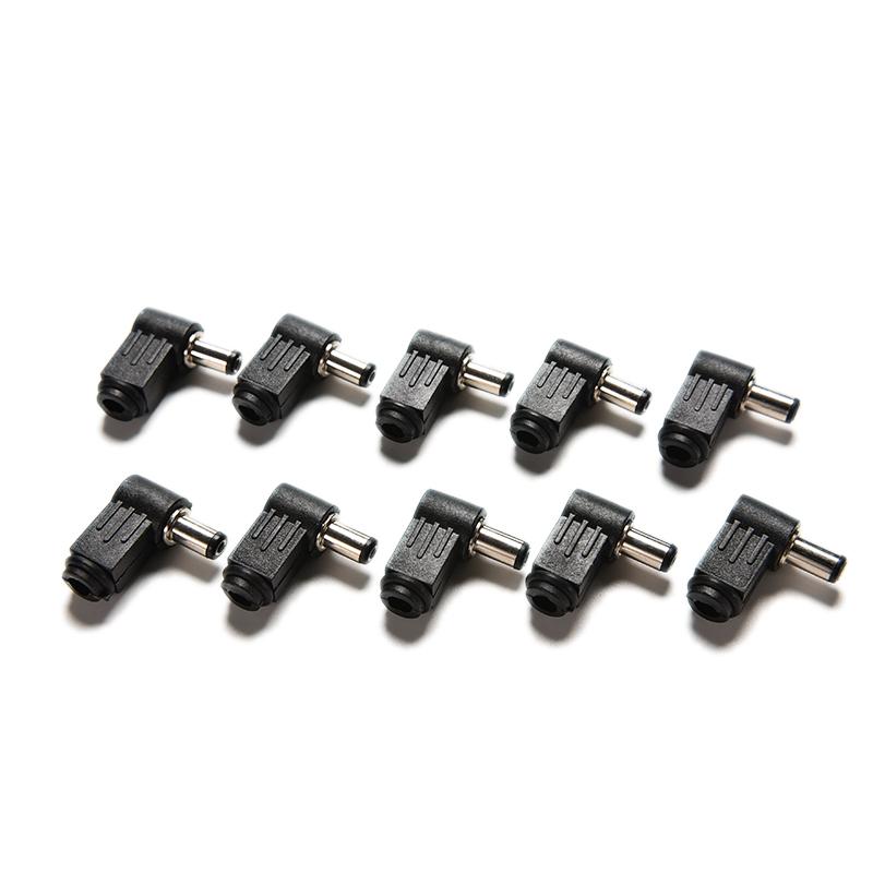 Đen 10 Chiếc 90 Độ Góc 2.1X5.5Mm 2.1Mm DC Cáp Nam Cắm Ổ Cắm Dây Hàn Đầu Kết Nối Adapter