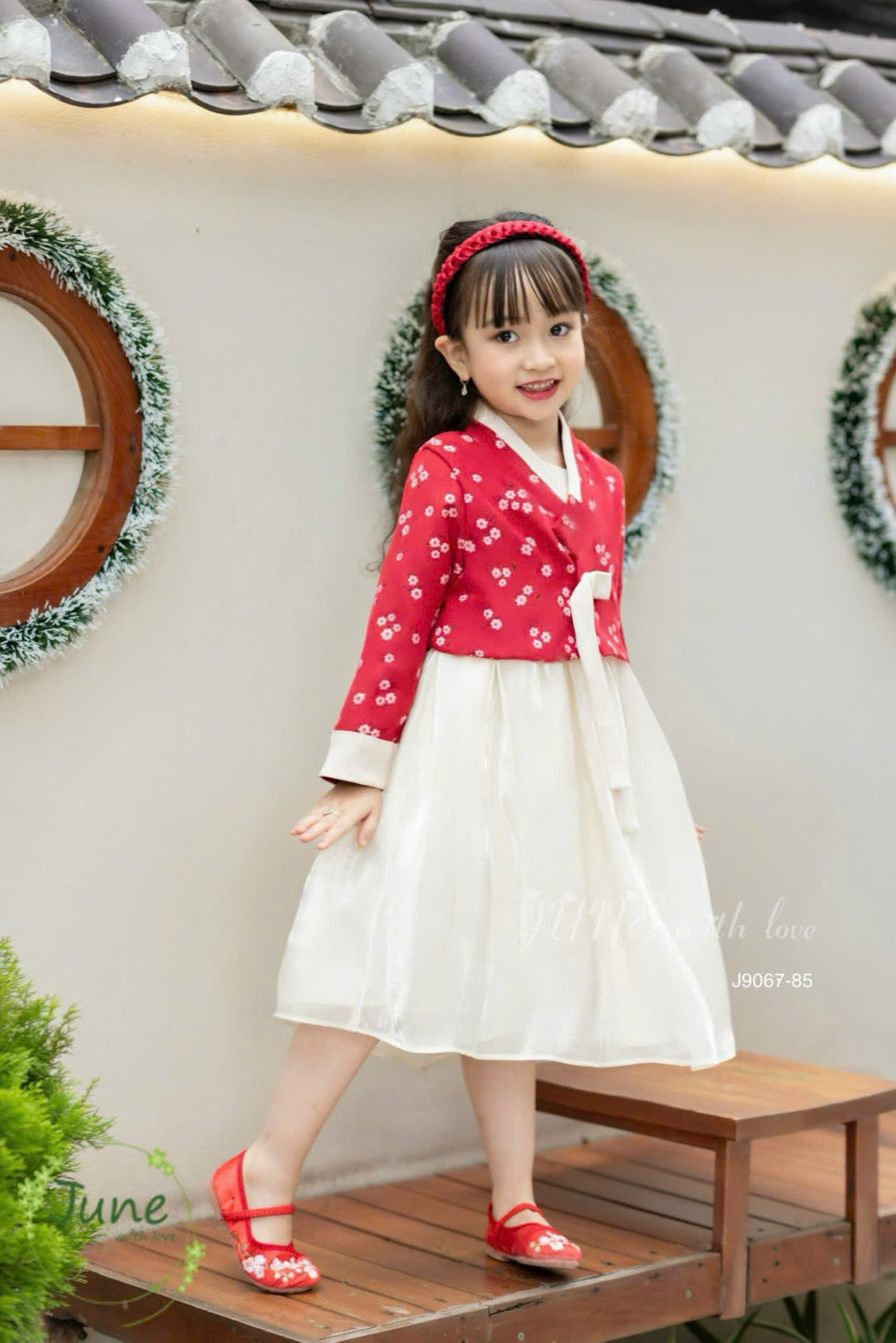 Đầm công chúa hanbok hoa cho bé gái diện lễ tết noel giáng sinh đẹp size 12-35kg hàng Thiết kế