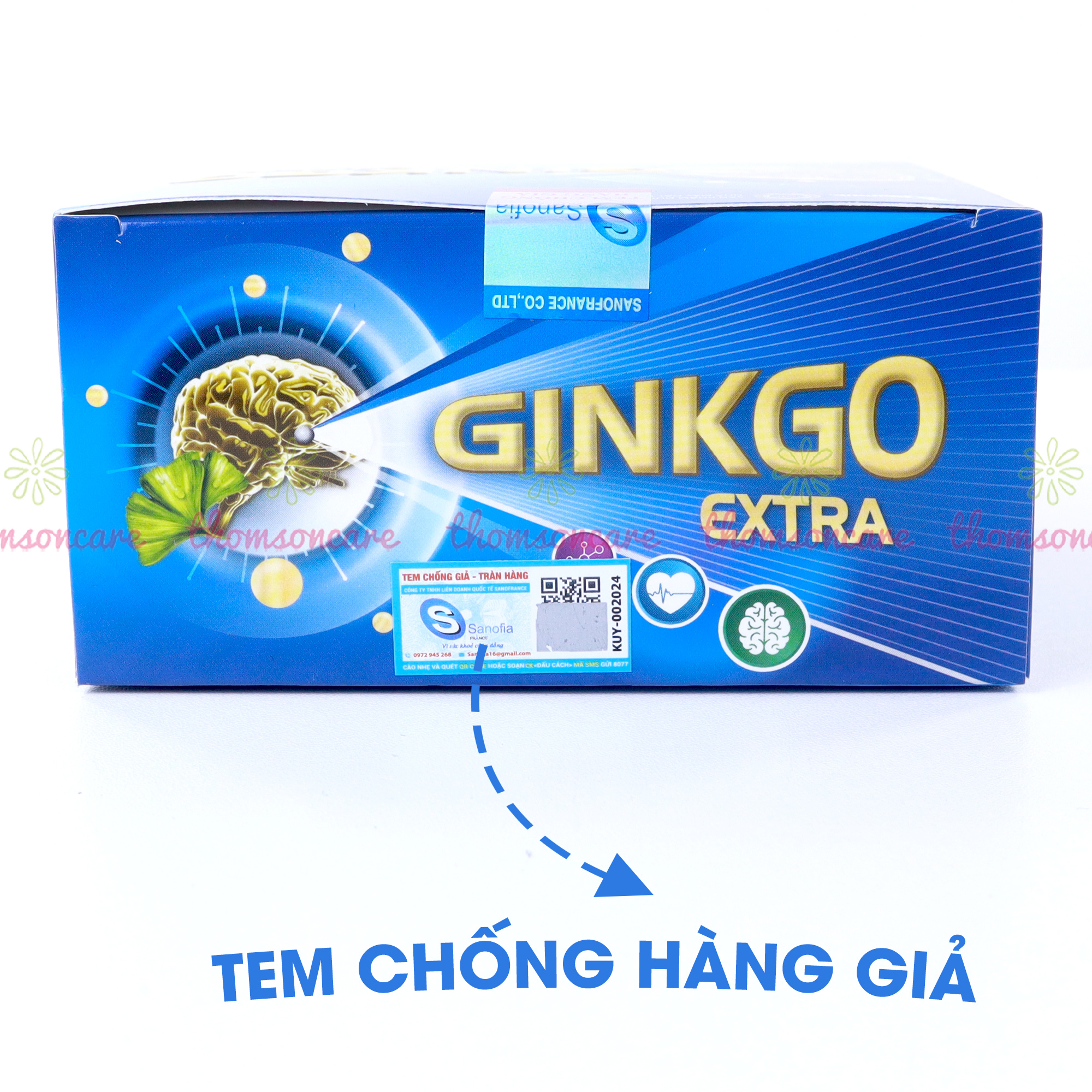 Viên uống bổ não Ginkgo Extra Sanofia - Giúp tăng cường tuần hoàn máu não, giảm đau đầu, chóng mặt từ thảo dược - Hộp 80 viên Thomsoncare