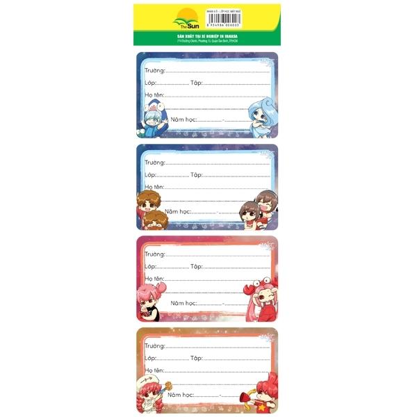 Bộ 4 Nhãn Học Sinh 4 Ô - Lớp Học Mật Ngữ (6 Tờ/Xấp) (Mẫu Màu Giao Ngẫu Nhiên)