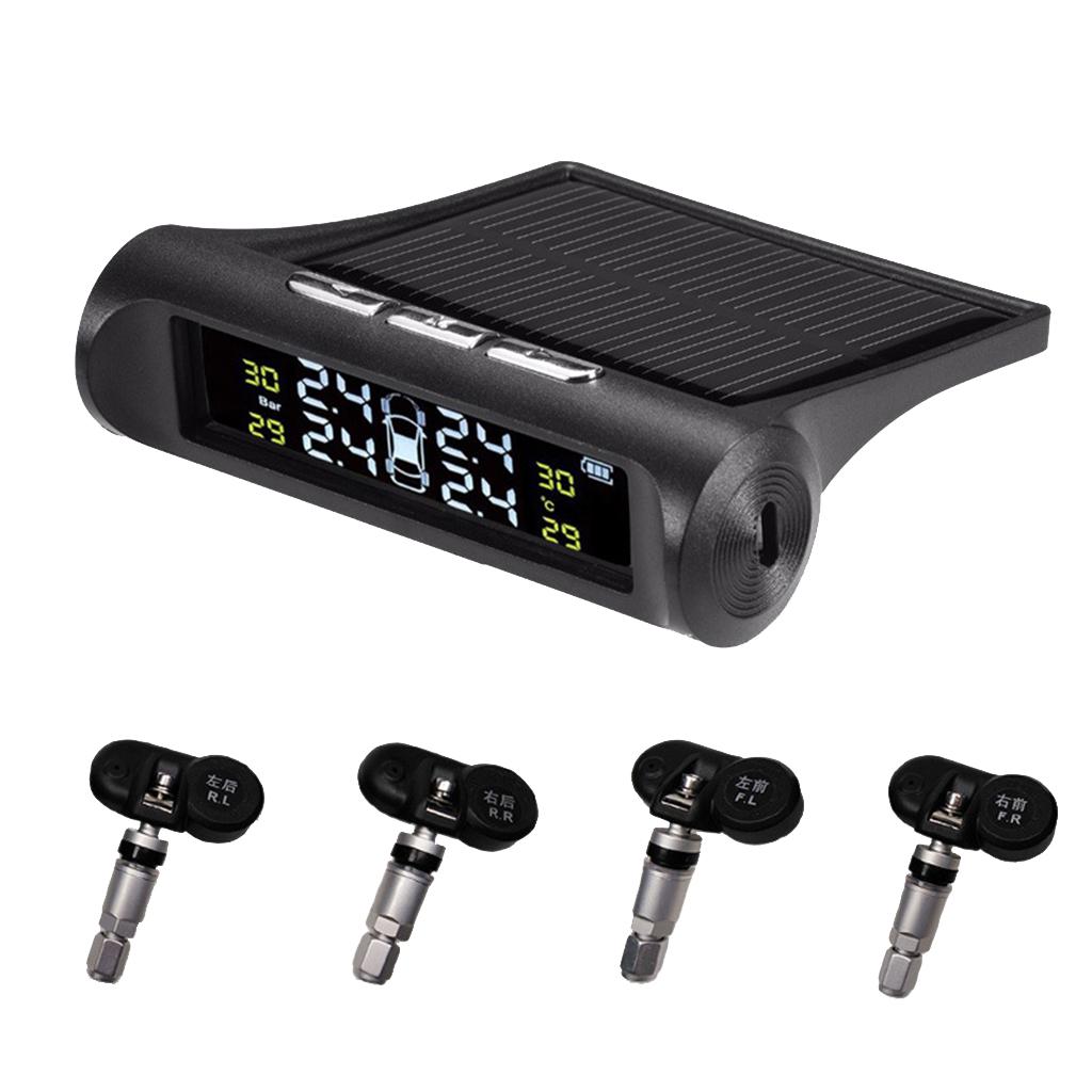 RV Car TPMS Tire Pressure Alarm Monitor System Solar Powered Built-in Sensor