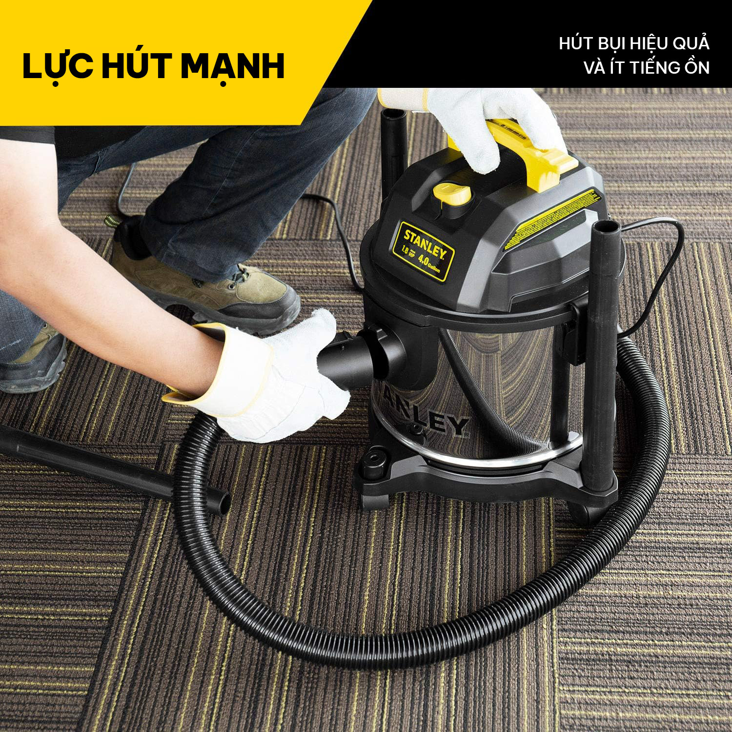 Máy hút bụi gia đình 15L Stanley SL19301-4B công suất 1300W đa năng hút bụi Khô | Ướt | Thổi - Hàng chính hãng